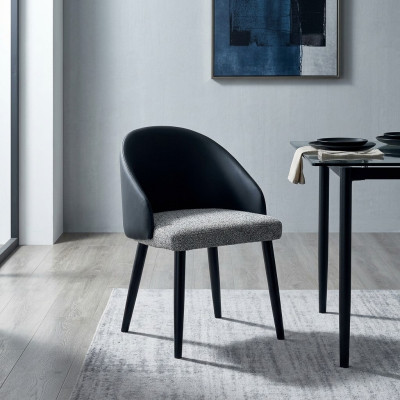 Chaise de salle à manger gris-bleu Siège simple de luxe Meubles rembourrés en bois
