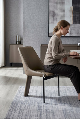 Fauteuil en simili cuir marron, chaises à dossier une place modernes, cadre en bois