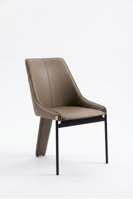 Fauteuil en simili cuir marron, chaises à dossier une place modernes, cadre en bois