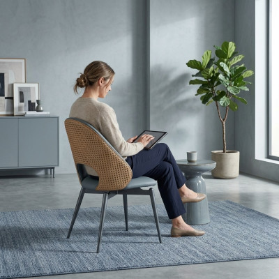 Chaises de salle à manger design à un seul siège, gris, rembourrées, nouveau mobilier en bois de luxe