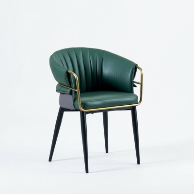 Chaise de salle à manger verte designer pieds en bois chaises en similicuir acier inoxydable Mobilier