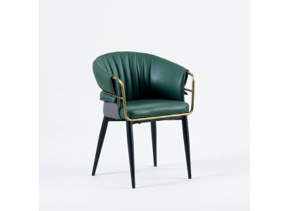 Chaise de salle à manger verte designer pieds en bois chaises en similicuir acier inoxydable Mobilier