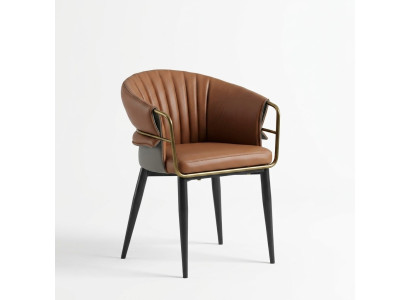 Chaise en cuir marron, designer de chaises de salle à manger, chaises en bois, chaises en textile.