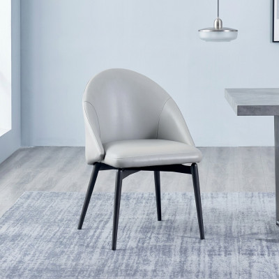 Salle à manger blanche Chaise de salle à manger en similicuir de luxe Siège individuel en bois Capitonné