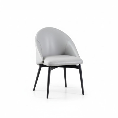 Salle à manger blanche Chaise de salle à manger en similicuir de luxe Siège individuel en bois Capitonné
