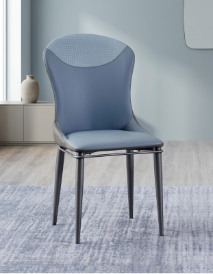 Chaise de salle à manger bleue sans accoudoirs chaises en bois chaises en cuir design