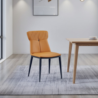 Chaises de salle à manger marron, design en similicuir, 1 place, chaises en bois noble.