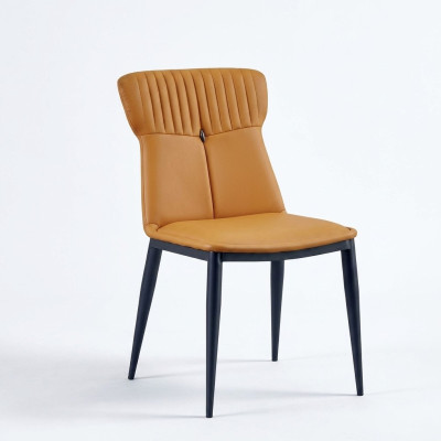 Chaises de salle à manger marron, design en similicuir, 1 place, chaises en bois noble.