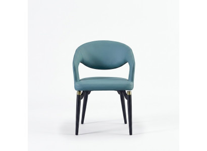 Chaise de salle à manger bleue de luxe pour une personne élégante en bois