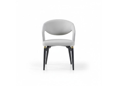 Salle à manger blanche Chaise en cuir Siège simple élégant Cadre en bois moderne