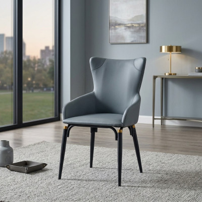 Tissu de chaise de salle à manger bleu moderne, fauteuil en cuir design une place