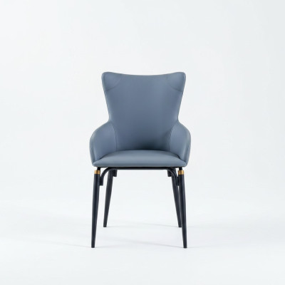 Tissu de chaise de salle à manger bleu moderne, fauteuil en cuir design une place
