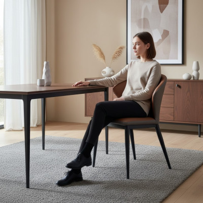 Salle à manger Chaise noir-marron Textile Fauteuils design 1 place