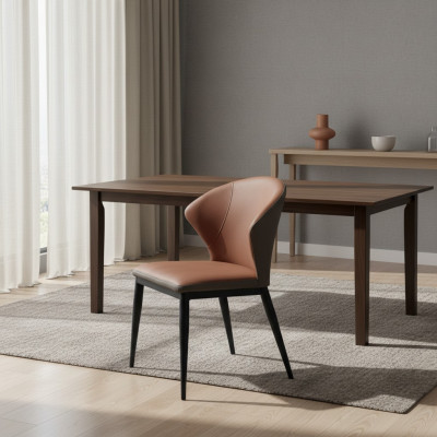 Salle à manger Chaise noir-marron Textile Fauteuils design 1 place