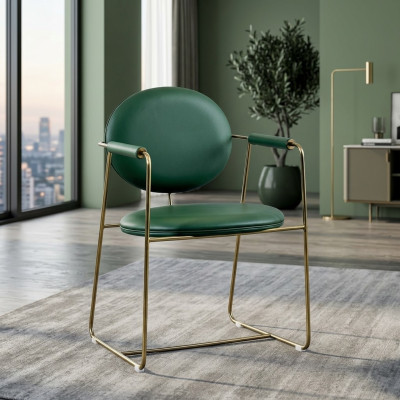 Chaise en acier inoxydable vert, fauteuil design, luxueux fauteuil 1 place, mobilier moderne