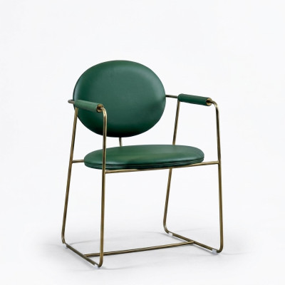 Chaise en acier inoxydable vert, fauteuil design, luxueux fauteuil 1 place, mobilier moderne