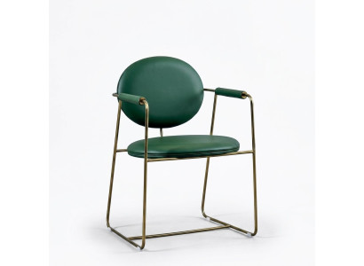 Chaise en acier inoxydable vert, fauteuil design, luxueux fauteuil 1 place, mobilier moderne