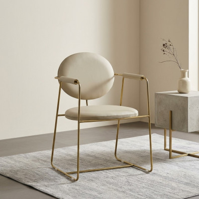 Chaise de salle à manger blanche Designer Chaise en acier inoxydable Siège unique Meubles modernes