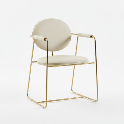 Chaise de salle à manger blanche Designer Chaise en acier inoxydable Siège unique Meubles modernes