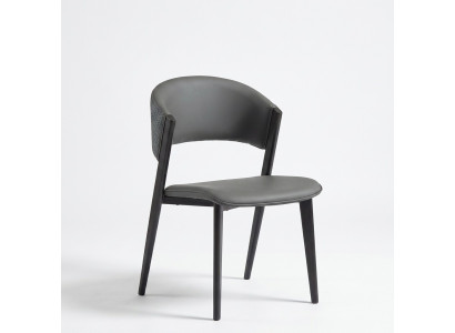 Chaise en cuir gris Chaises de salle à manger nobles Chaises en bois rembourrées à un siège