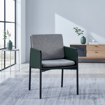 Chaise de bras grise élégante fauteuil simple de luxe rembourré moderne