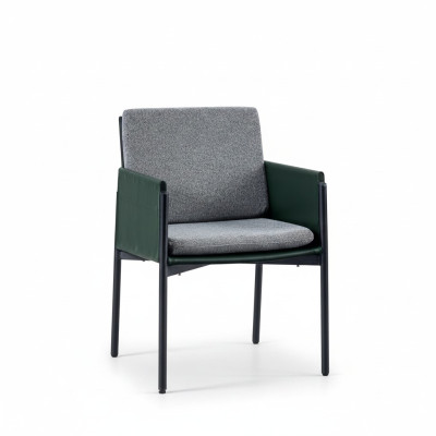 Chaise de bras grise élégante fauteuil simple de luxe rembourré moderne