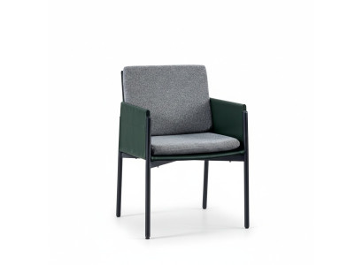 Chaise de bras grise élégante fauteuil simple de luxe rembourré moderne