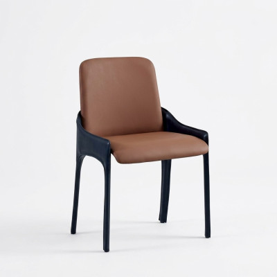 Chaise de salle à manger marron Élégant fauteuil individuel de luxe à revêtement rembourré