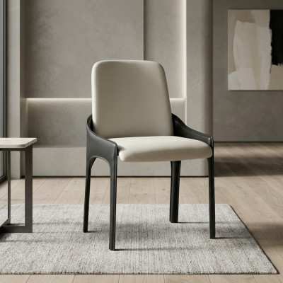 Chaise de salle à manger design moderne blanche et noire, chaise de salle à manger en bois.