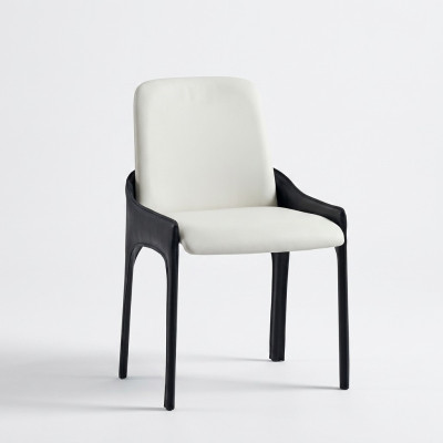 Chaise de salle à manger design moderne blanche et noire, chaise de salle à manger en bois.