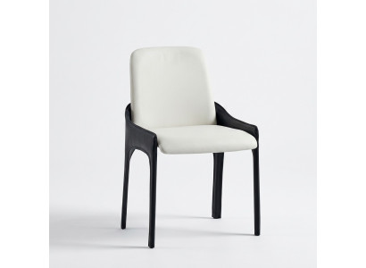 Chaise de salle à manger design moderne blanche et noire, chaise de salle à manger en bois.