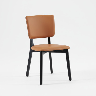 Orange-Noir Fauteuil de salle à manger de luxe monoplace - Meuble en bois rembourré