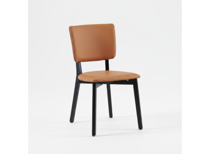 Orange-Noir Fauteuil de salle à manger de luxe monoplace - Meuble en bois rembourré