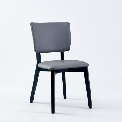 Chaise de salle à manger gris designer à un seul siège, chaises rembourrées en cuir à un seul siège