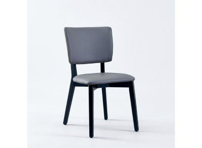 Chaise de salle à manger gris designer à un seul siège, chaises rembourrées en cuir à un seul siège