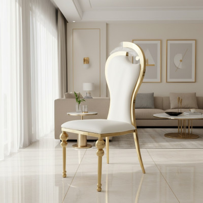 Salle à manger classique Blanc - Chaise dorée Chaises rembourrées Chaises en bois nouvelles