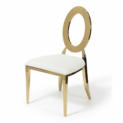 Chaise haute luxueuse blanc et or Chaises salle à manger en bois en cuir synthétique