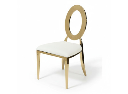 Chaise haute luxueuse blanc et or Chaises salle à manger en bois en cuir synthétique