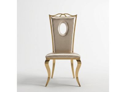 Chaise de salle à manger beige, chaise moderne en similicuir monoplace, acier inoxydable, meuble.