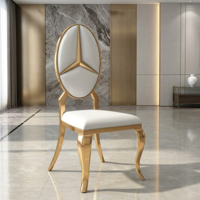 Salle à manger Chaise en cuir blanc Chaise simple design Chaises rembourrées neuves