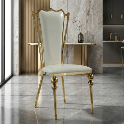 Meubles de salle à manger Designer Blanc - Siège doré Rembourrage de meubles Moderne Nouveau