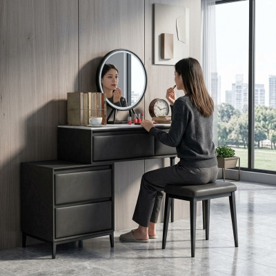 Coiffeuse de chambre coiffeuse noire et chaise tiroir