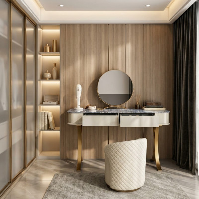 Chambre Beige Coiffeuse Table de maquillage de designer 2x tiroirs