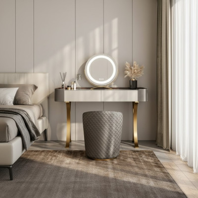 Table de toilette beige, tables de toilette design, tiroirs de luxe en bois, meubles en bois