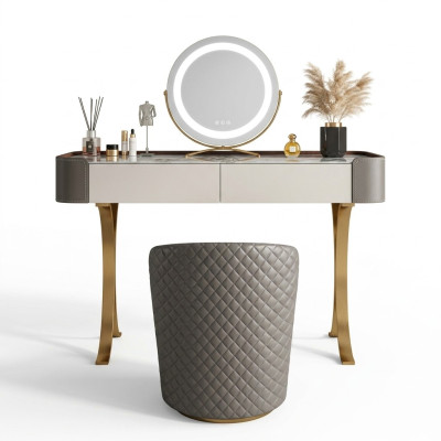 Table de toilette beige, tables de toilette design, tiroirs de luxe en bois, meubles en bois