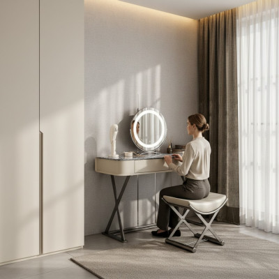 Coiffeuse beige de design de chambre à coucher en bois de luxe