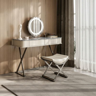 Coiffeuse beige de design de chambre à coucher en bois de luxe