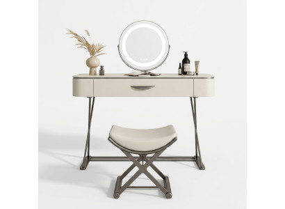 Table de toilette blanche avec miroir Table de maquillage design avec tiroirs