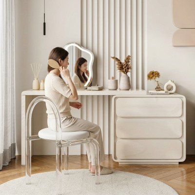 Table de toilette moderne blanche Table de toilette de designer avec tiroirs nouvelle
