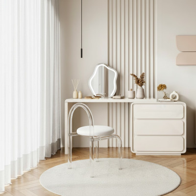 Table de toilette moderne blanche Table de toilette de designer avec tiroirs nouvelle